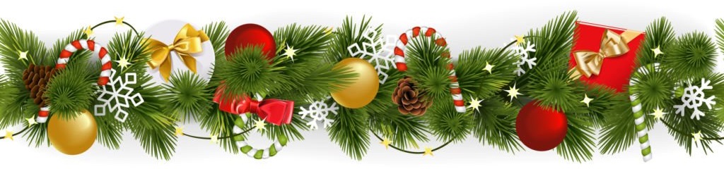 Vector Christmas Border Set with Garland isolated on white background